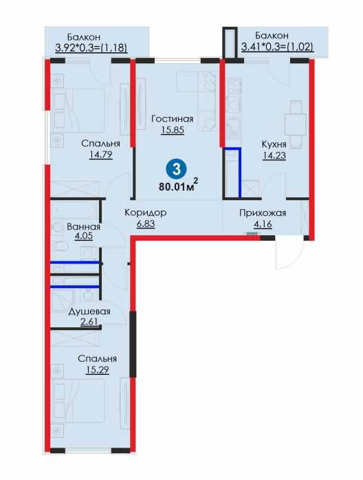 СРОЧНО! 3комн 80.18м² на ФЕРГАНА ЙУЛИ| ПВ-17,041у.е/Сдача: ИЮЛЬ  (KS)