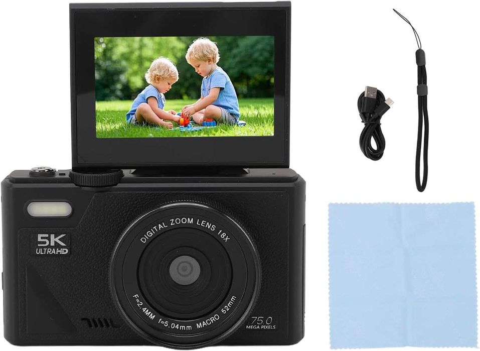 Дигитална камера - 5K HD & 75MP  и 18X Digital Zoom - WiFi
