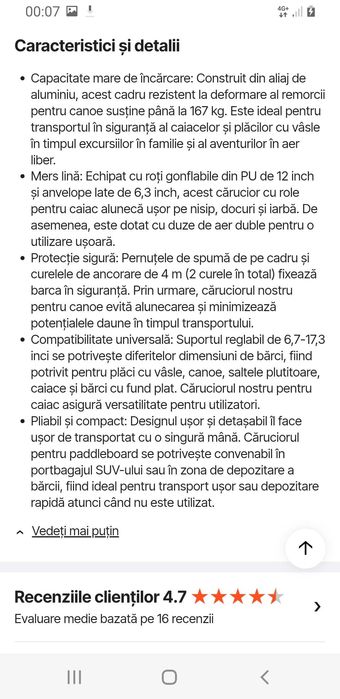 Carucior pentru caiac