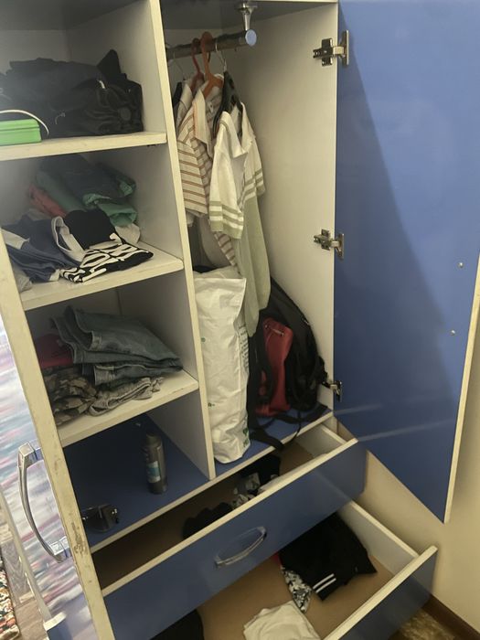 2этажный детский кравать с шкафом