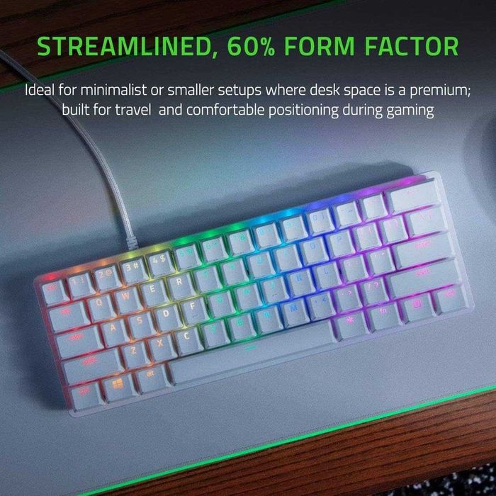 Геймърска клавиатура Razer Huntsman Mini 60% - White (Clicky Optical)