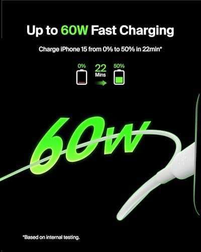 Нови Belkin 2 броя USB-C към USB-C кабел за бързо зареждане телефон 1 метър