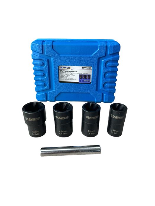 Екстрактори за повредени болтове 17,19,21,22мм 5 части HAWEK