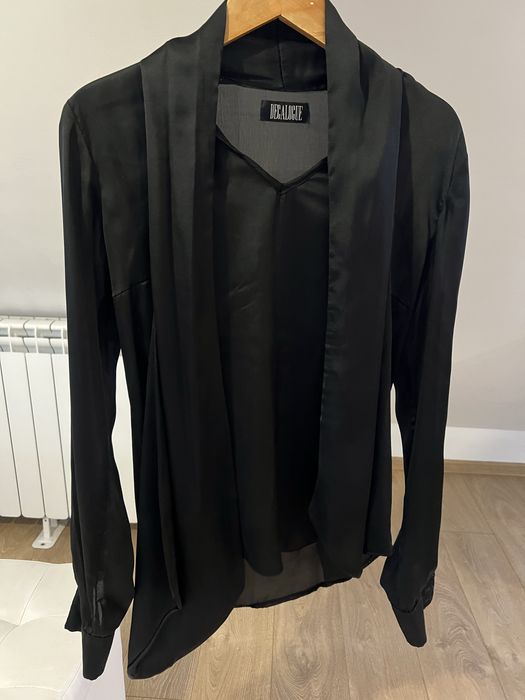 Черна риза от сатен с връзки Decalogue