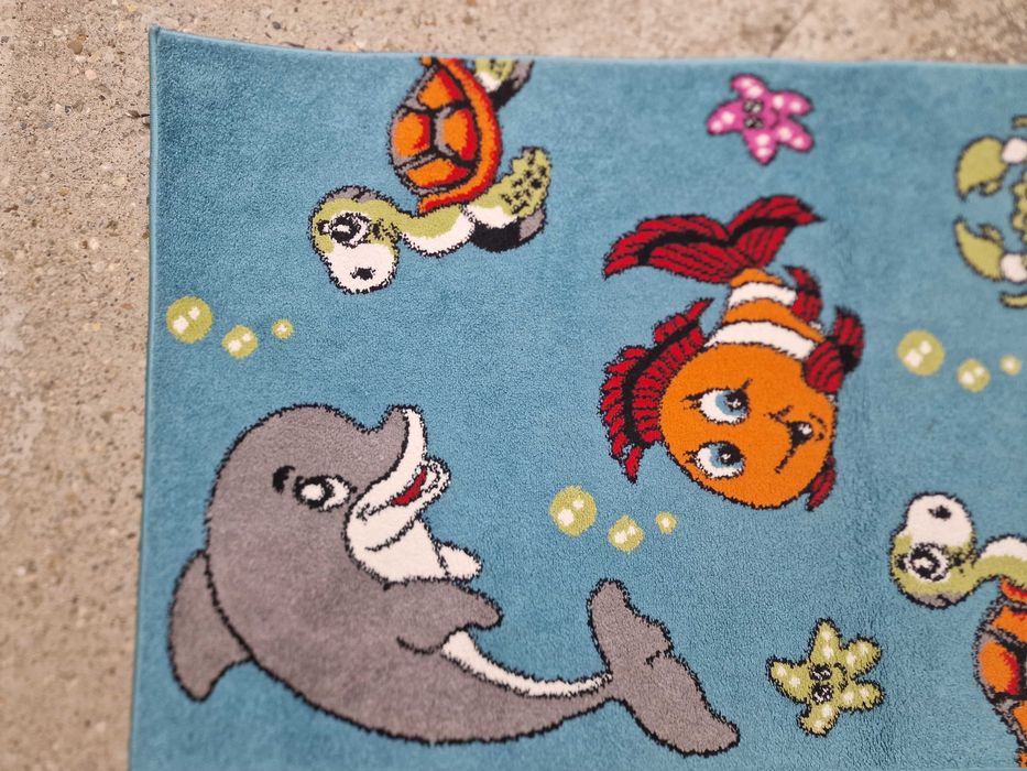 Covor Camera Copii Model Animalute Marime 80 x 150 cm, Albastru