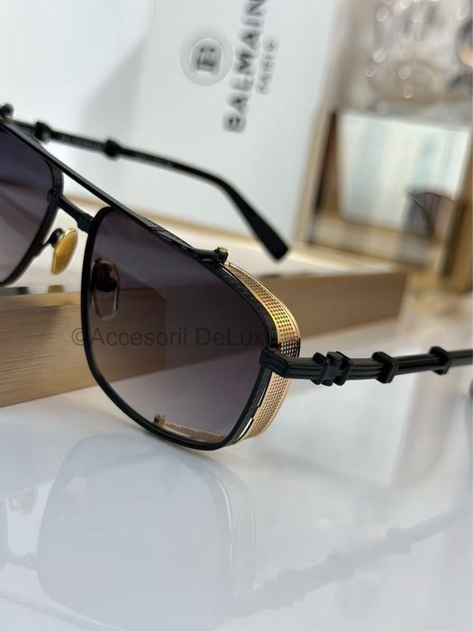 Ochelari de Soare Balmain BRIGADE - V BPS-142D-56 Noi Full Box Verificare Colet Gold Black Nergu