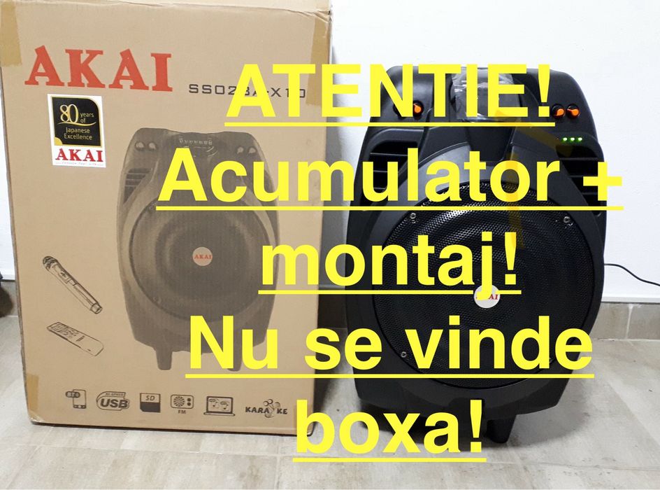 Acumulator AKAI x10 baterie montaj inclus garantie boxa portabila