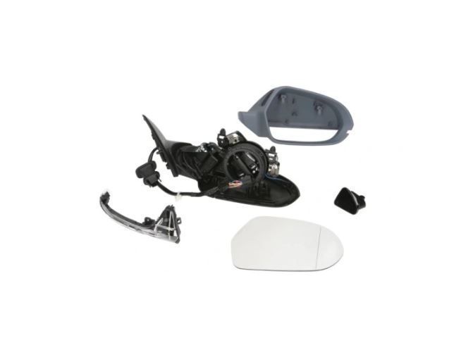 Oglinda exterioara Audi A6, 01.2018, partea Stanga, culoare sticla crom, sticla asferica, carcasa grunduita, cu incalzire, ajustare electrica,