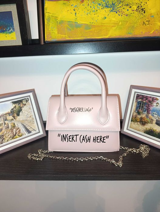 Чанта Розова с дълга дръжка и надпис