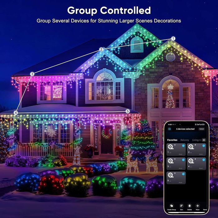 Ollny Smart RGB коледни светлини, 10 м, 286 LED, дистанционно, IP44
