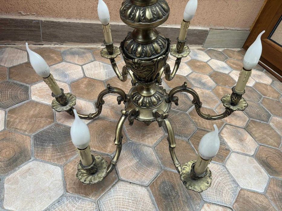 Lustră/ candelabru din bronz masiv 6 brațe – model clasic, elegant