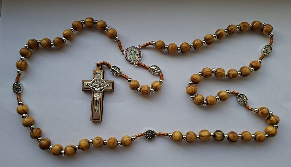 Rozariu lemn / cruce crucifix lemn + aluminiu / Jerusalem