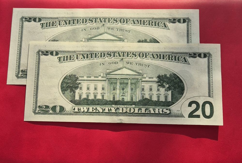 2 bancnote UNC consecutive 20$ 1996