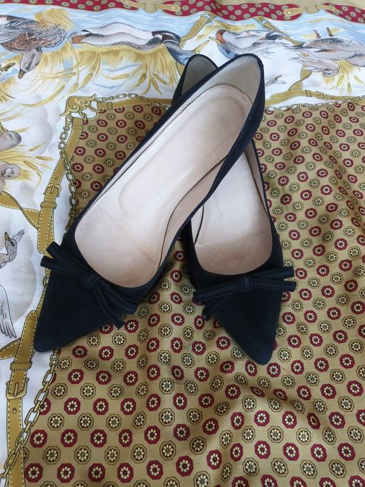 Pantofi dama piele naturala intoarsa suede kitten heels