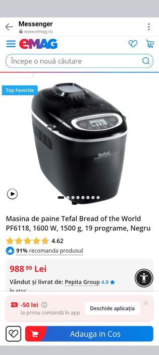 Masina de paine Tefal Bread of the World PF6118, 1600 W, 1500 g