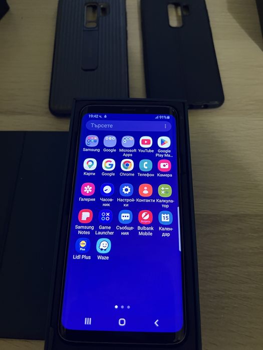 Samsung S9+ Lilac Purple 256GB DUAL SIM + 2 броя оригинални калъфи Samsung