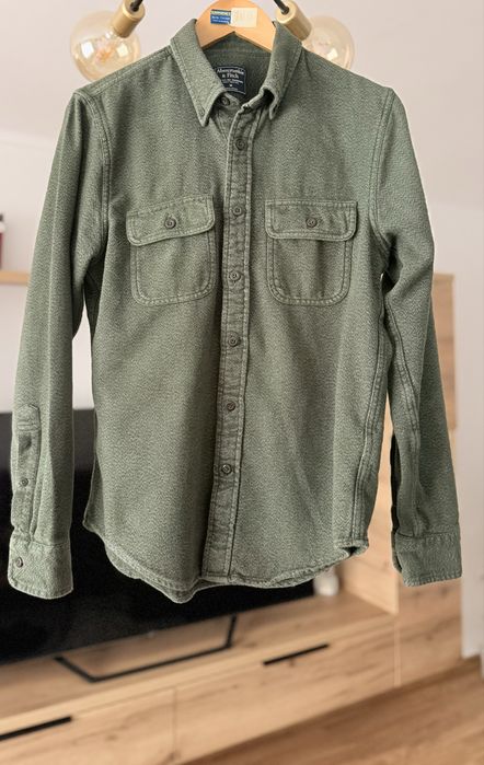Cămașă grosuță / Overshirt Abercrombie & Fitch – Verde Kaki (Măsura M)