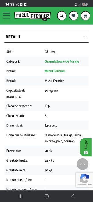 Granulator furaje Micul Fermier 2.8 kW, capacitate 90 Kg/h