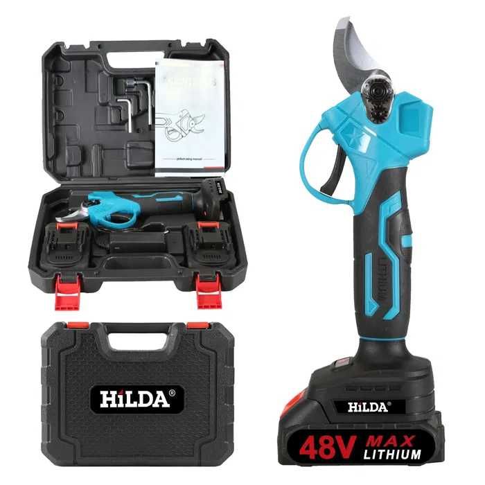 Акумулаторна лозарска ножица 48V/8Ah с две литиевойонни батерии