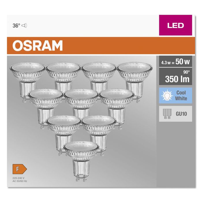 Set 10 spoturi Led  OSRAM PAR16 /  LED cu soclu GU10