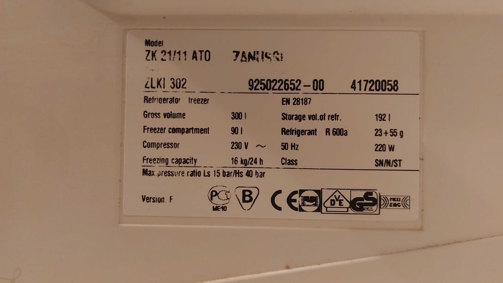Combină frigorifică Zanussi