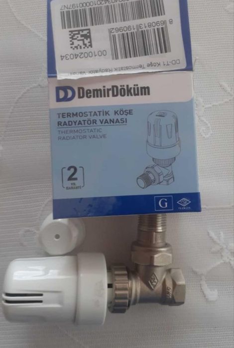 Кран комплект с термоглава ъглов ф16 DemirDokumТермовентил за радиатор