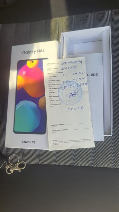 Samsung M62 8/128 батарейкаси 7000 зарядка битон коробка  дакумент бор
