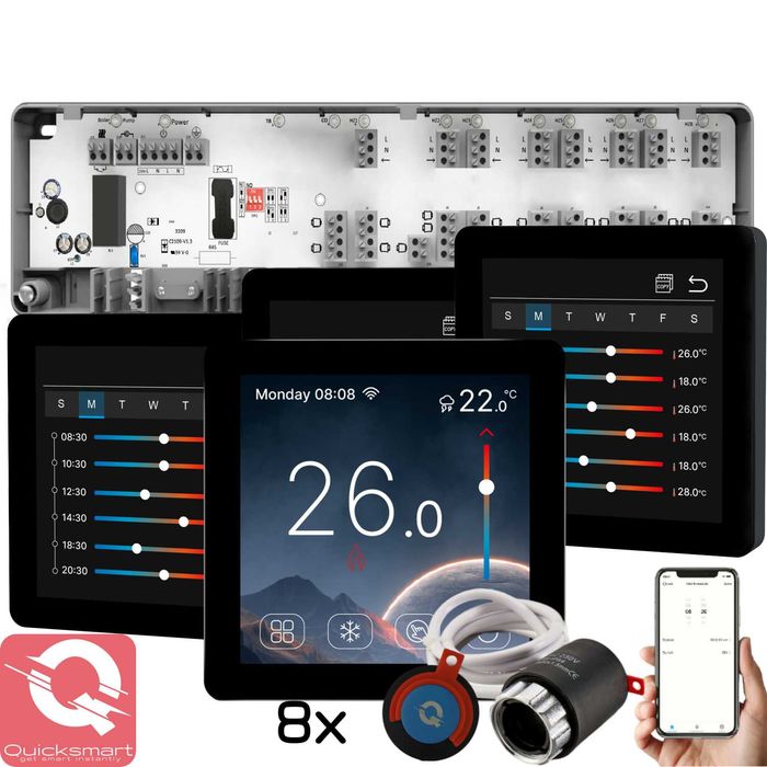 Pachet Automatizare Pardoseala Q10, 4x Termostat Q50, 8x Actuator NC