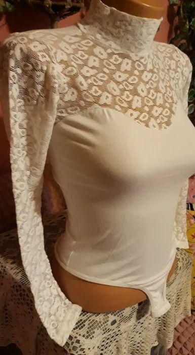 Pink Angel Ново Бяло Боди-S r/r