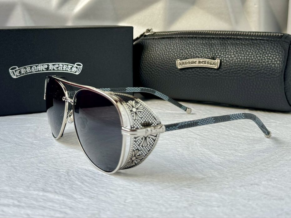 Мъжки слънчеви очила с капаци отстрани 2 цвята chrome hearts