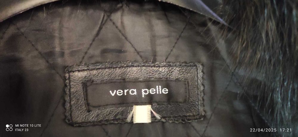 черно дамско яке от естествена кожа - М