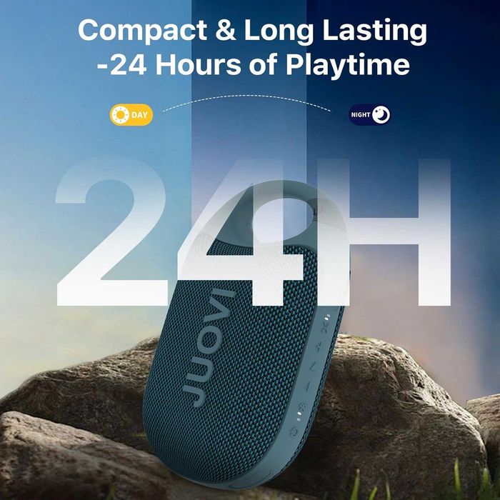 JUOVI Clip Безжичен преносим Bluetooth високоговорител, 24-часово възпроизвеждане