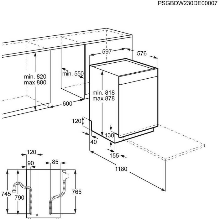 Съдомиялна за под плот AEG FUS7672APM 60см.