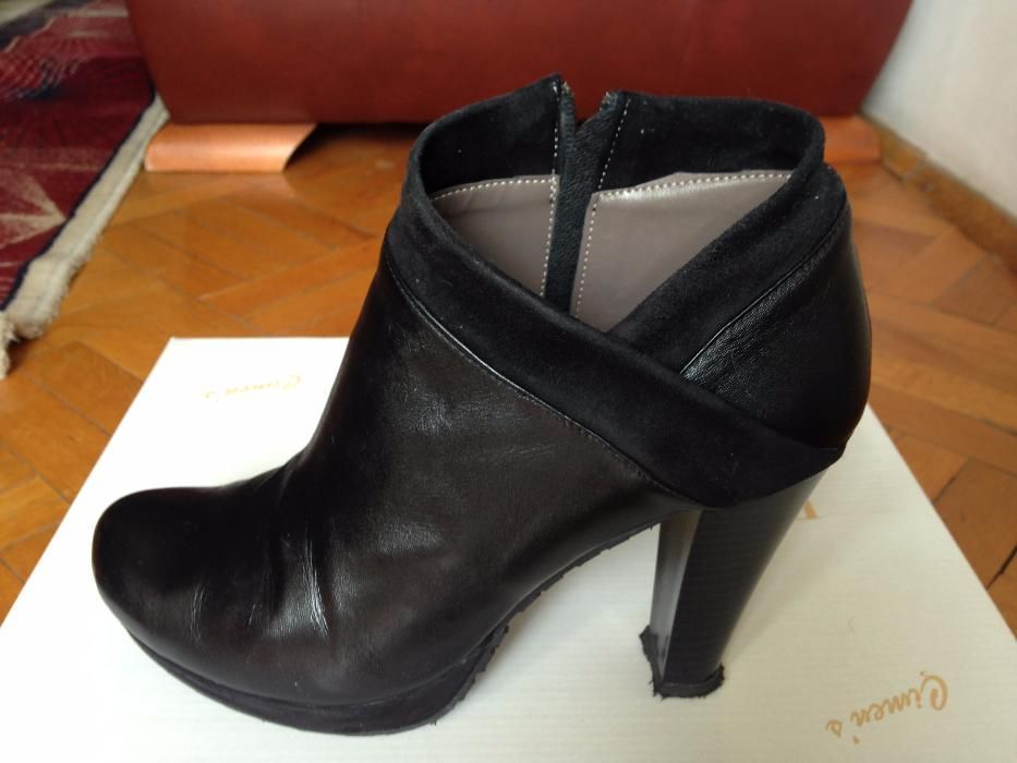 Черни боти на висок ток от ествествена кожа