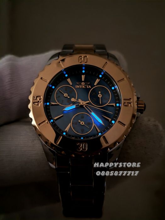 INVICTA Mother of pearl silver/gold blue dial 38 mm, Инвикта нов дамски часовник