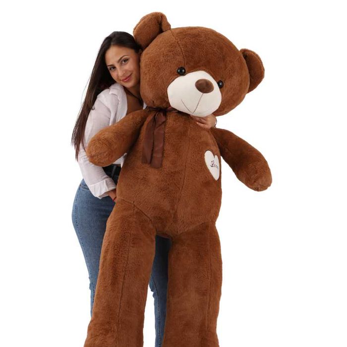 Плюшено мече "Love" 160 см, бял и кафяв цвят