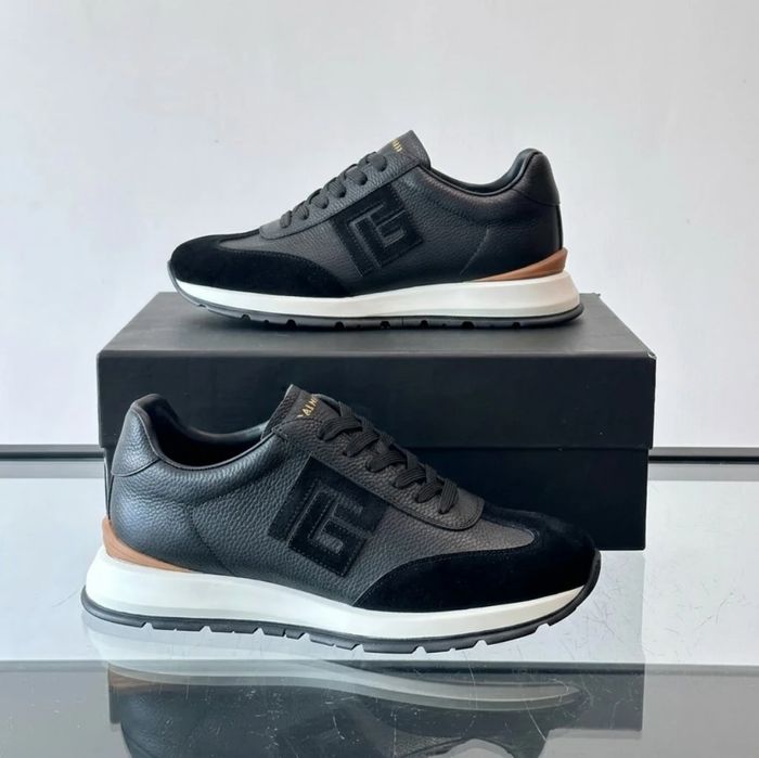 Balmain Monogram Runner Sneaker "Black Leather"