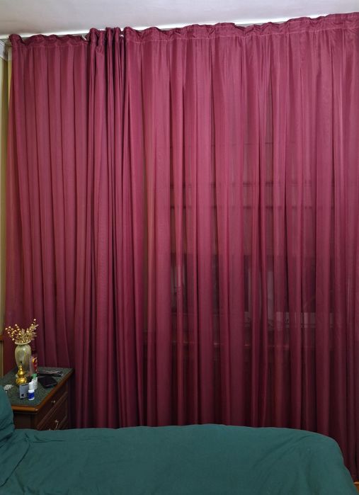 Занавеска из Турецкого капрона цвет яркий малиновый