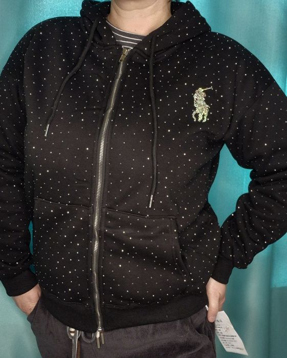 Толстовка, бомбер со стразами 52/58 размер