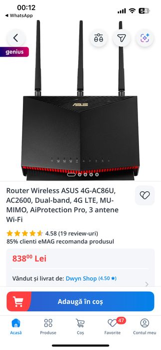 Router ASUS 4G-AC86U- Wi-Fi AC2600, 4G LTE(SIM)