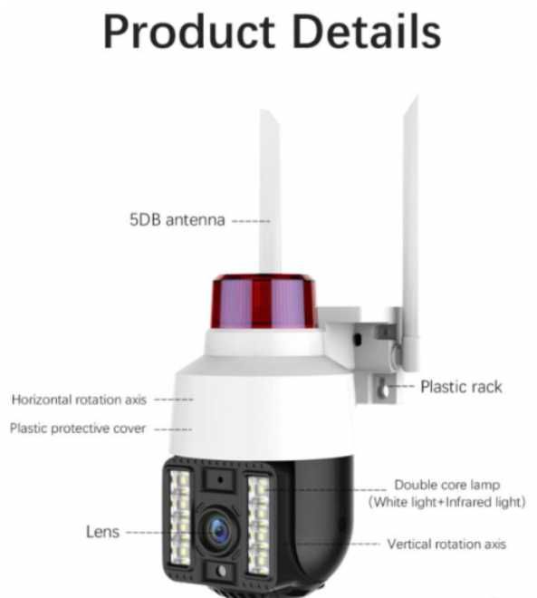 360° AutoTracking Камера WiFi Видеонаблюдение PIR Сензор Движение Водонепромокаема ULTRA FHD 8MP H.265X PTZ 5хZoom Следяща Камера PIR Цветна Нощем