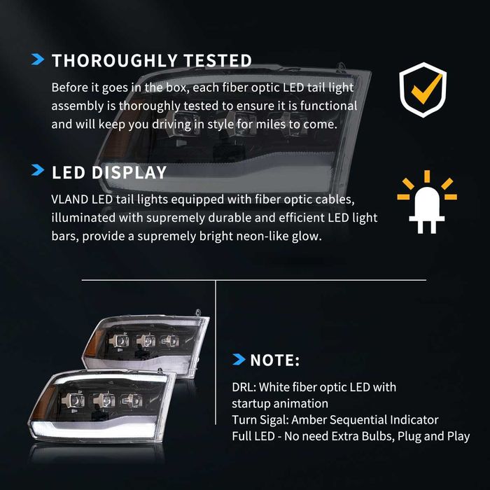 Комплект LED MATRIX фарове с динамични мигачи за Dodge Ram 2009 - 2018