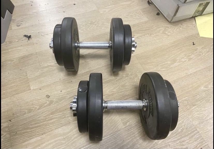 Gantere reglabile noi cu bari otel crom si piulite 20 kg-10+10=20 kg