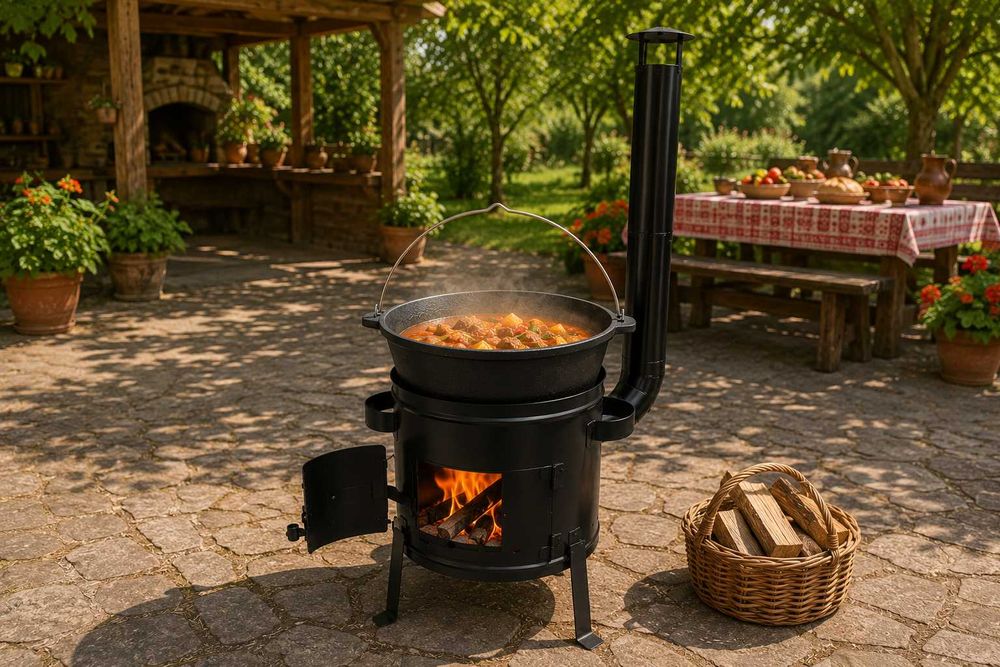 Set Ceaun Fonta Brut 11L cu Focar si Horn pentru Gatit