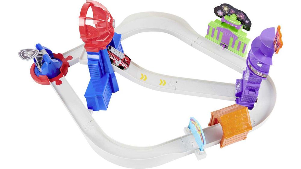 Paw Patrol Комплект с писта за игра  с 2 изстрелвачки метална количка