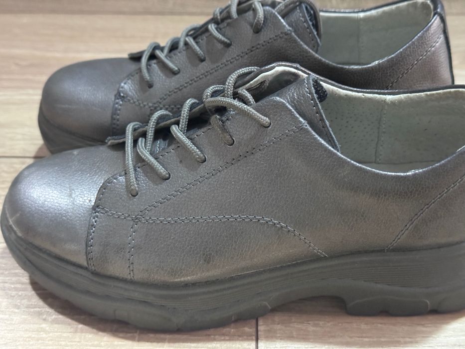 Pantofi piele naturala 36 - culoare bronz metalic