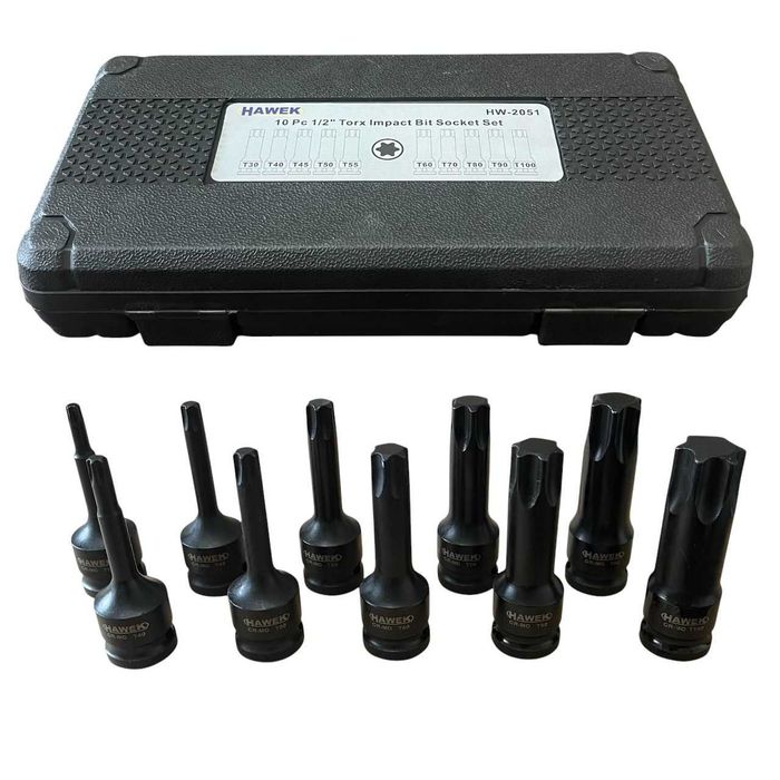 Комплект ударни битове 1/2 – TORX 10 части – HAWEK