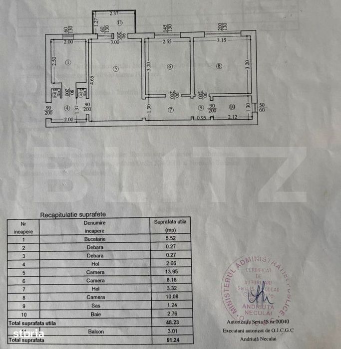 Apartament 3 camere, 50 mp, zona Alexandru cel Bun