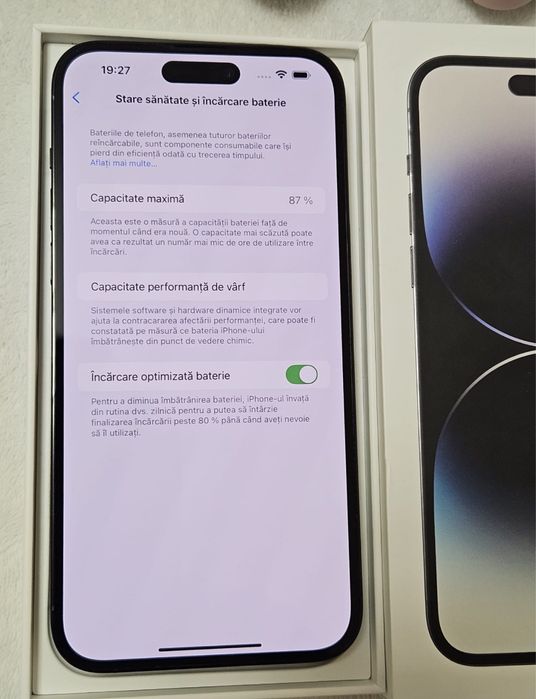iPhone 14 PRO MAX, Space Black, 87% bateria, 128 gb, Stare foarte buna