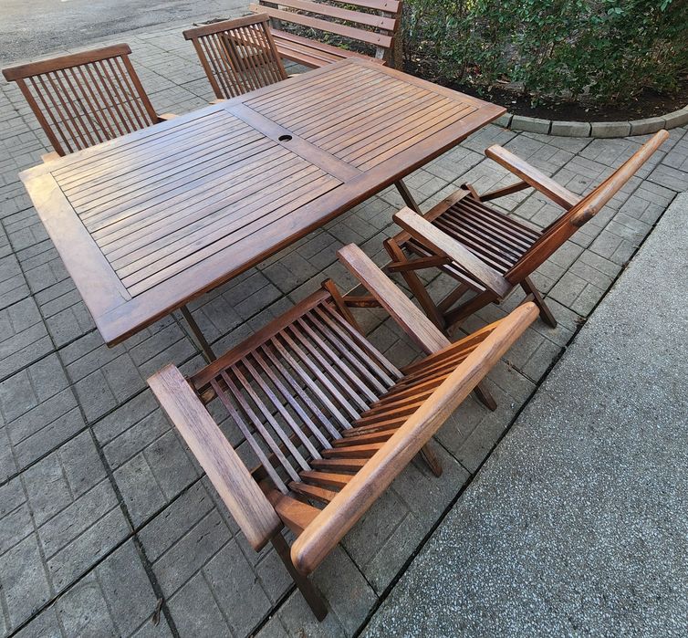 Комплект градински мебели тиково дърво
